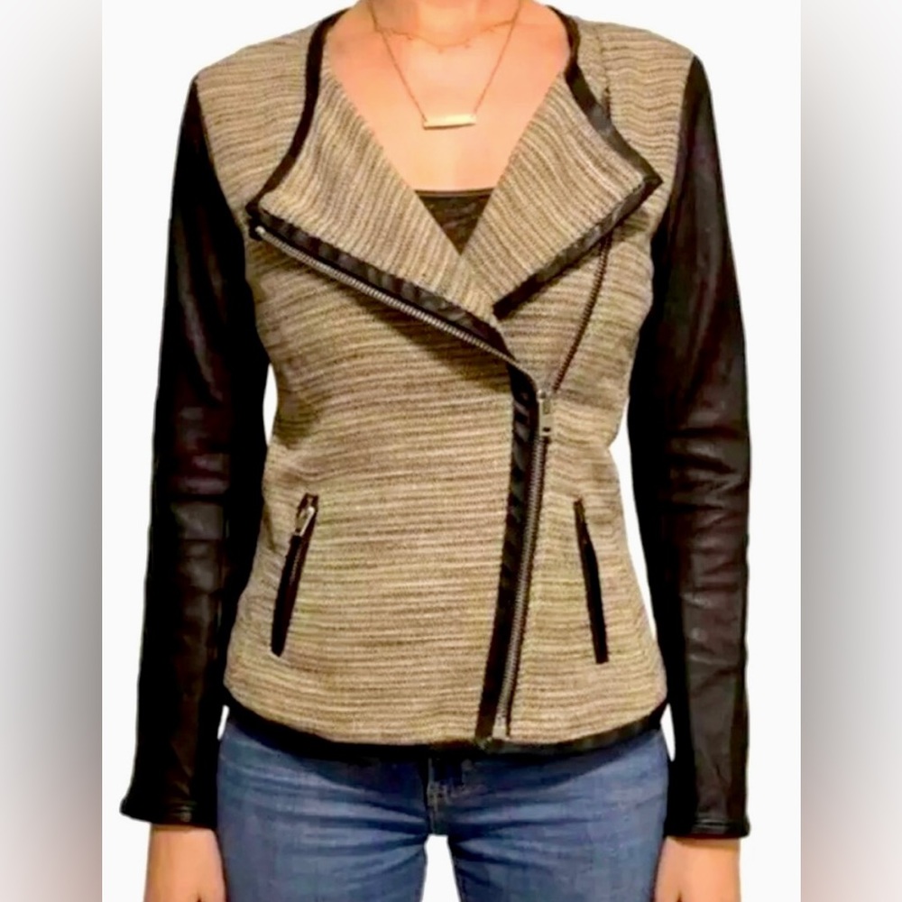 IRO Devon Cotton/linen/leather jacket, size 0